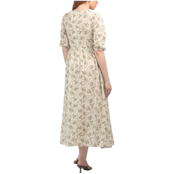 LUNA SKIES Linen Blend Printed Long Sleeve Maxi Dress - Picture 2 of 3